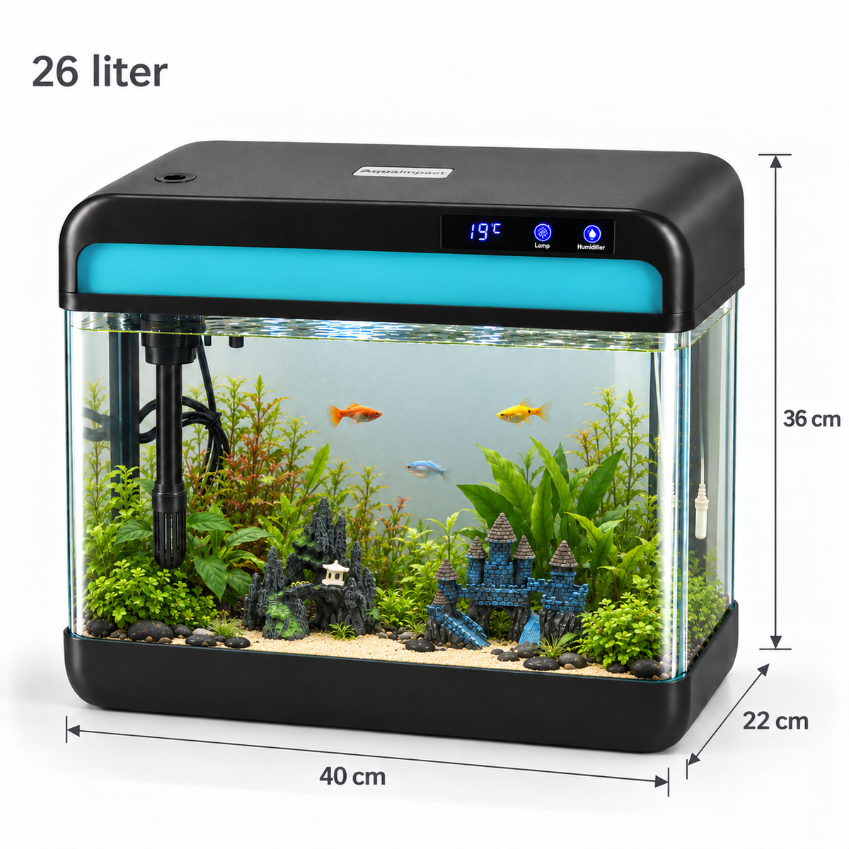 AquaImpact® Premium Nano Aquarium (26L) met LED en 3-in-1 filter